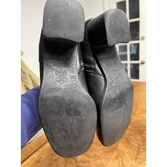 Vtg Y2K Women’s 8 W Predictions Square Toe Black Leather Ankle Boots Friends - Picture 5 of 6